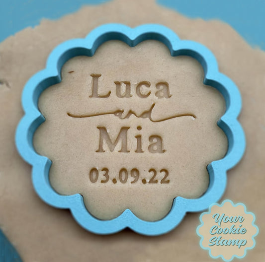 Personalized Couple Name & Date Cookie Cutter & Stamp
