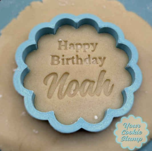 Personalized Happy Birthday Name Cookie Cutter & Stamp