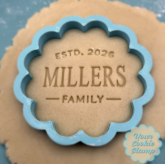 Personalized ESTD Family Name Cookie Cutter & Stamp