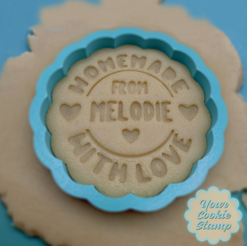 Homemade with Love Custom Name Cookie Cutter & Stamp