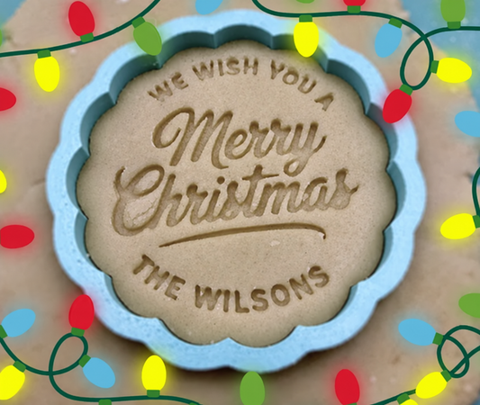 Personalized Merry Christmas Cookie Cutter and Stamp